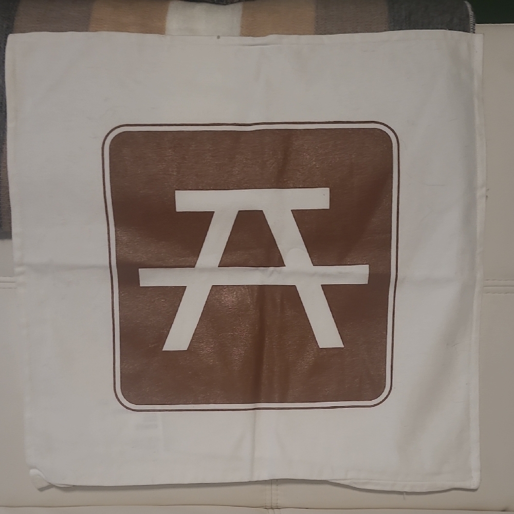 White and Brown Picnic Bench Throw Pillow Cover